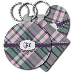 Plaid with Pop Plastic Keychain (Personalized)