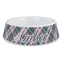 Plaid with Pop Plastic Dog Bowl - Large (Personalized)