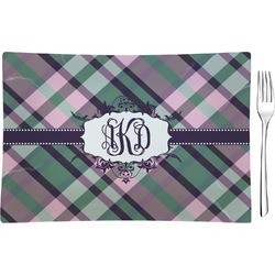 Plaid with Pop Glass Rectangular Appetizer / Dessert Plate (Personalized)