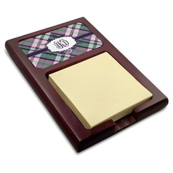 Plaid with Pop Red Mahogany Sticky Note Holder (Personalized)