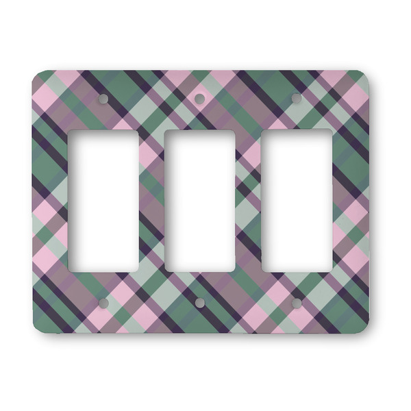 Custom Plaid with Pop Rocker Style Light Switch Cover - Three Switch