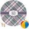 Plaid with Pop Round Beach Towel