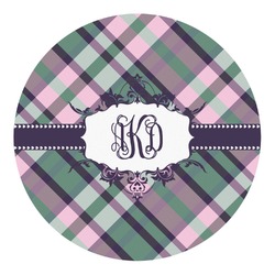 Plaid with Pop Round Decal - Small (Personalized)
