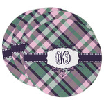 Plaid with Pop Round Paper Coasters w/ Monograms