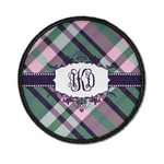 Plaid with Pop Iron On Round Patch w/ Monogram