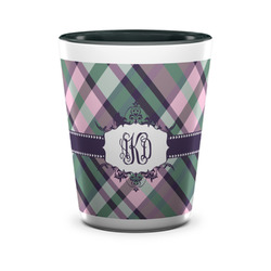 Plaid with Pop Ceramic Shot Glass - 1.5 oz - Two Tone - Single (Personalized)