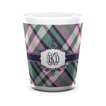 Plaid with Pop Ceramic Shot Glass - 1.5 oz - White - Single (Personalized)