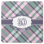 Plaid with Pop Square Rubber Backed Coaster (Personalized)