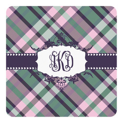 Plaid with Pop Square Decal - Small (Personalized)