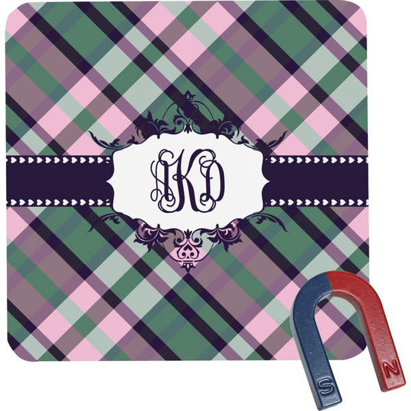 Custom Plaid with Pop Square Fridge Magnet (Personalized)