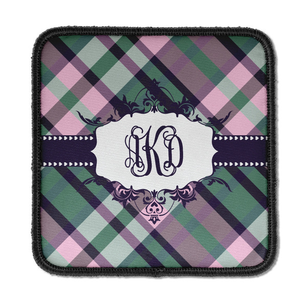 Custom Plaid with Pop Iron On Square Patch w/ Monogram