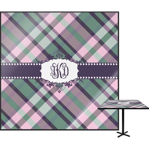 Custom Plaid with Pop Square Table Top - 24" (Personalized)