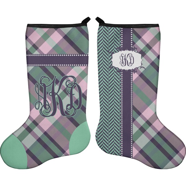 Custom Plaid with Pop Holiday Stocking - Double-Sided - Neoprene (Personalized)