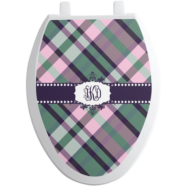 Custom Plaid with Pop Toilet Seat Decal - Elongated (Personalized)