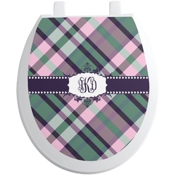 Plaid with Pop Toilet Seat Decal - Round (Personalized)