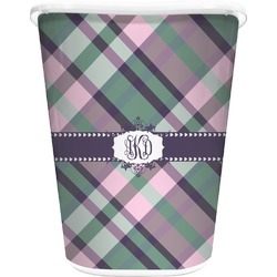 Plaid with Pop Waste Basket - Single Sided (White) (Personalized)