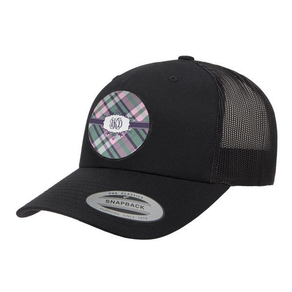 Custom Plaid with Pop Trucker Hat - Black (Personalized)