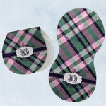 Plaid with Pop Burp Pads - Velour - Set of 2 w/ Monogram