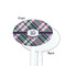 Plaid with Pop White Plastic 7" Stir Stick - Single Sided - Oval - Front & Back