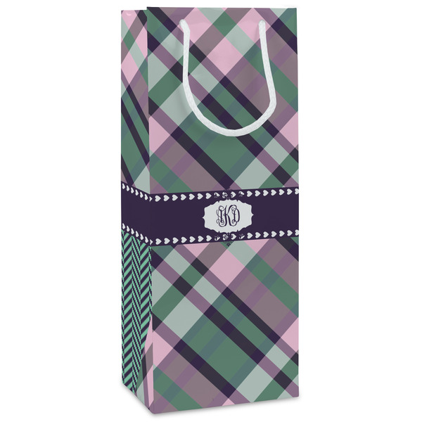 Custom Plaid with Pop Wine Gift Bags - Matte (Personalized)