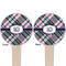 Plaid with Pop Wooden 4" Food Pick - Round - Double Sided - Front & Back