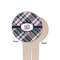 Plaid with Pop Wooden 4" Food Pick - Round - Single Sided - Front & Back