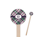 Plaid with Pop 6" Round Wooden Stir Sticks - Single Sided (Personalized)