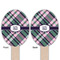 Plaid with Pop Wooden Food Pick - Oval - Double Sided - Front & Back