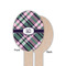 Plaid with Pop Wooden Food Pick - Oval - Single Sided - Front & Back