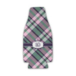 Plaid with Pop Zipper Bottle Cooler (Personalized)