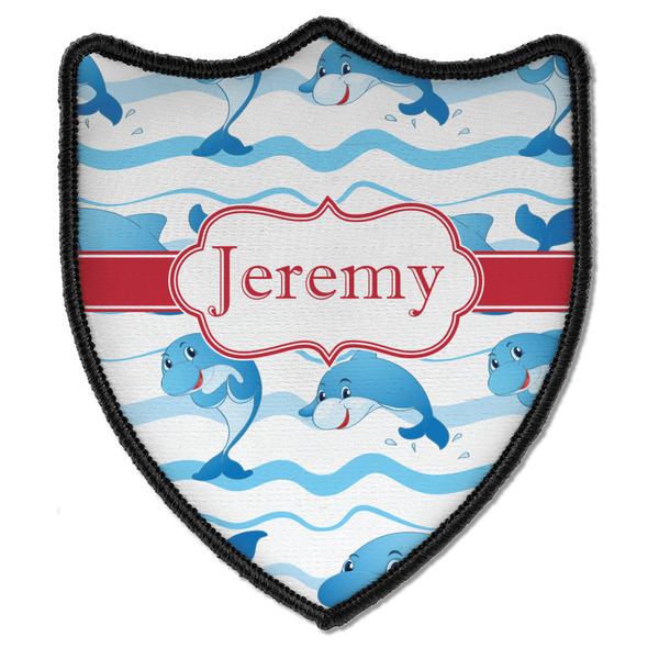 Custom Dolphins Iron On Shield Patch B w/ Name or Text