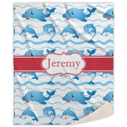Dolphins Sherpa Throw Blanket - 50"x60" (Personalized)