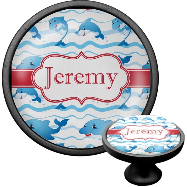 Custom Dolphins Cabinet Knob (Black) (Personalized)