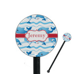 Dolphins 5.5" Round Plastic Stir Sticks - Black - Double Sided (Personalized)