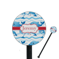 Dolphins 5.5" Round Plastic Stir Sticks - Black - Single Sided (Personalized)