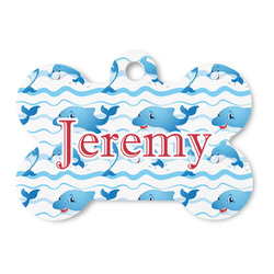 Dolphins Bone Shaped Dog ID Tag (Personalized)