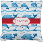 Dolphins Faux-Linen Throw Pillow 16" (Personalized)