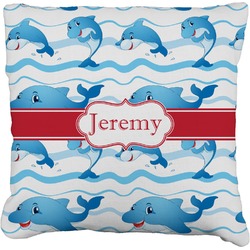 Dolphins Faux-Linen Throw Pillow 26" (Personalized)