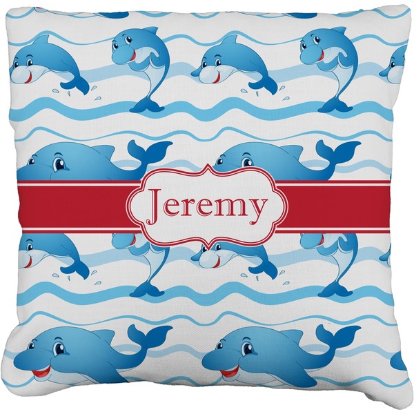 Custom Dolphins Faux-Linen Throw Pillow 26" (Personalized)