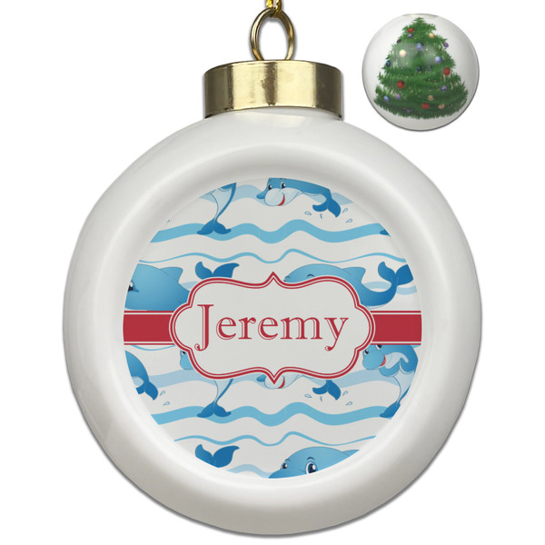 Custom Dolphins Ceramic Ball Ornament - Christmas Tree (Personalized)