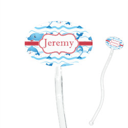 Dolphins 7" Oval Plastic Stir Sticks - Clear (Personalized)