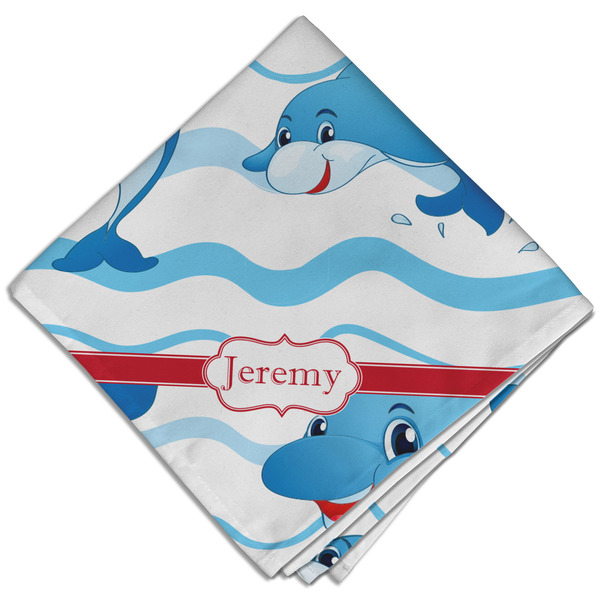 Custom Dolphins Cloth Dinner Napkin - Single w/ Name or Text