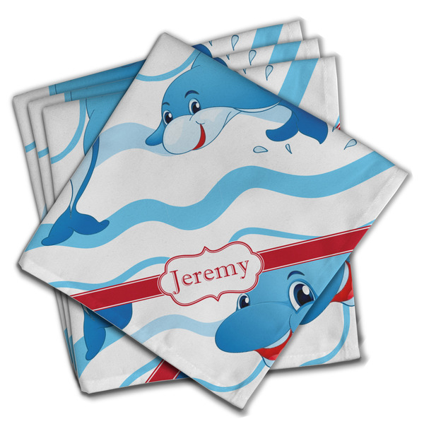 Custom Dolphins Cloth Napkins (Set of 4) (Personalized)