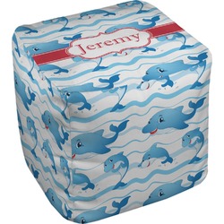 Dolphins Cube Pouf Ottoman - 18" (Personalized)