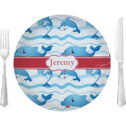 Dolphins Glass Lunch / Dinner Plate 10" (Personalized)