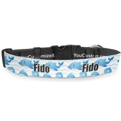 Dolphins Deluxe Dog Collar - Double Extra Large (20.5" to 35") (Personalized)