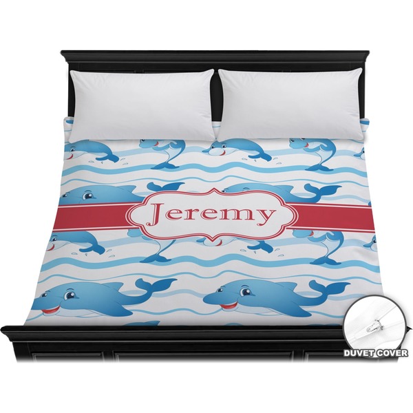 Custom Dolphins Duvet Cover - King (Personalized)