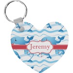 Dolphins Heart Plastic Keychain w/ Name or Text