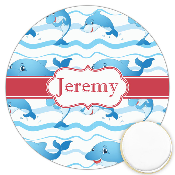 Custom Dolphins Printed Cookie Topper - 3.25" (Personalized)