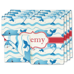 Dolphins Double-Sided Linen Placemat - Set of 4 w/ Name or Text